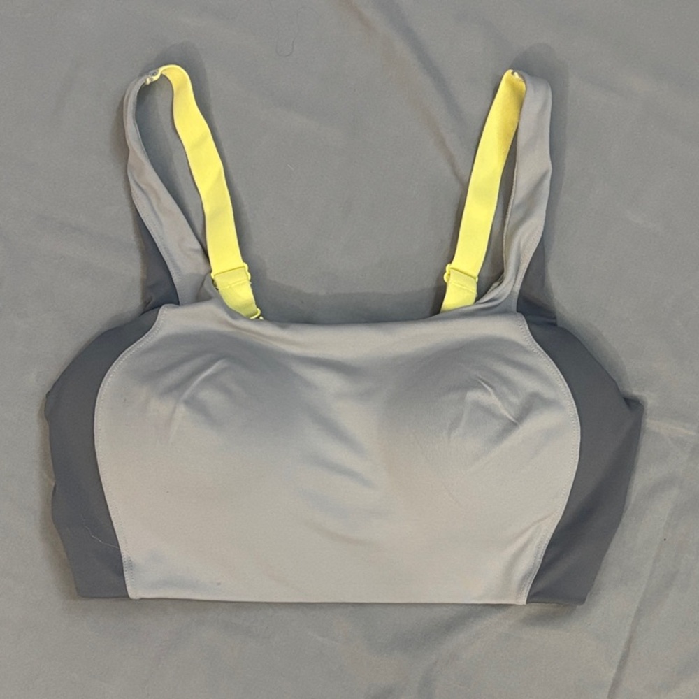 Gray and Yellow Women's Sports Bra